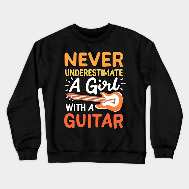 Guitar Girl Guitarist Guitar Crewneck Sweatshirt by KAWAIITEE